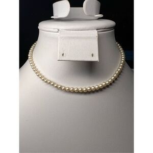 Vintage Signed‎ Marvella Faux Pearl with Rhinestone Hook Necklace